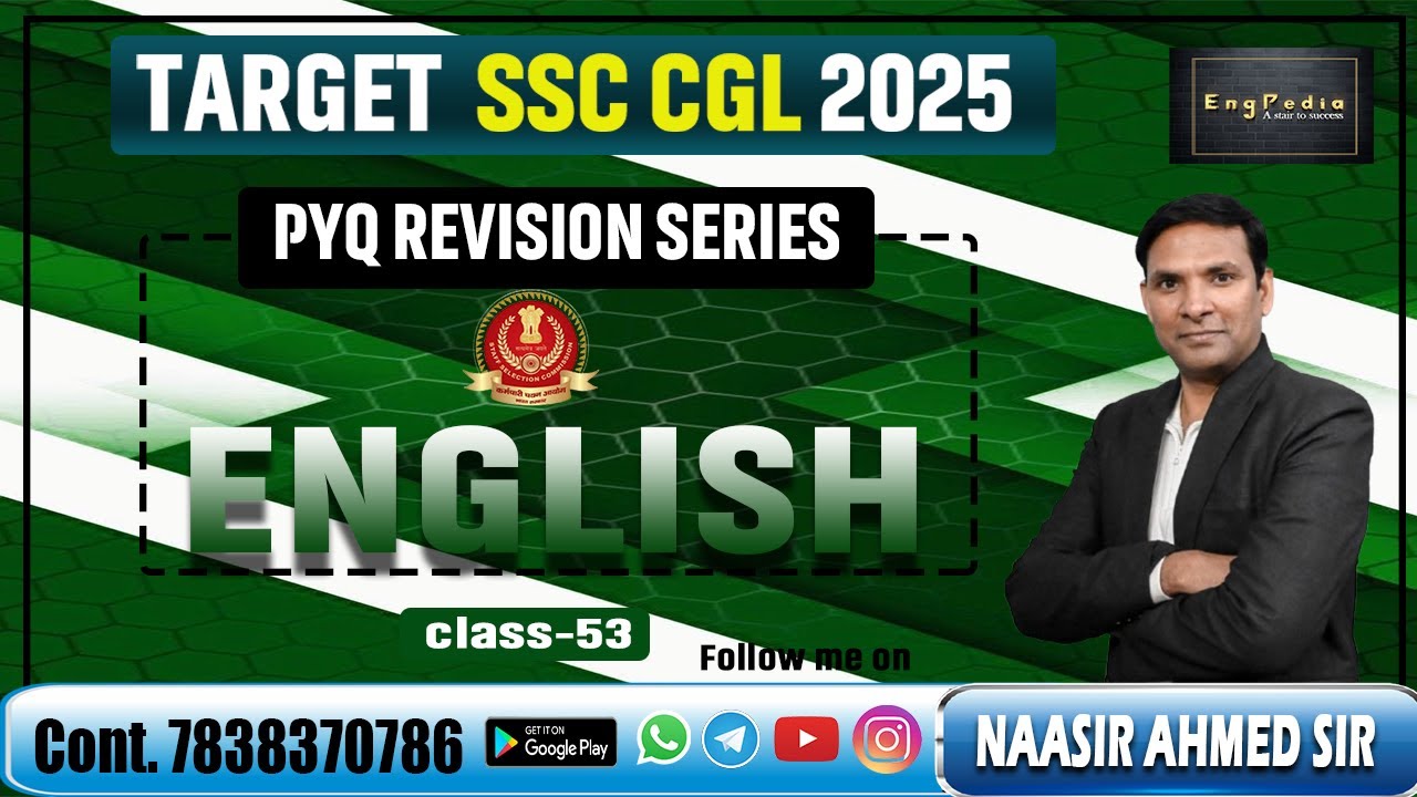 SSC CGL 2025 English Previous Year Question SSC English PYQ Practice Series  (EngPedia) Class-53