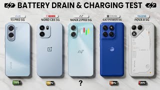 Ai+ Nova 2 Pro vs Vivo T5 Pro vs Oneplus Nord Ce6 vs Pova 8, G37 Power Battery Drain & Charging Test