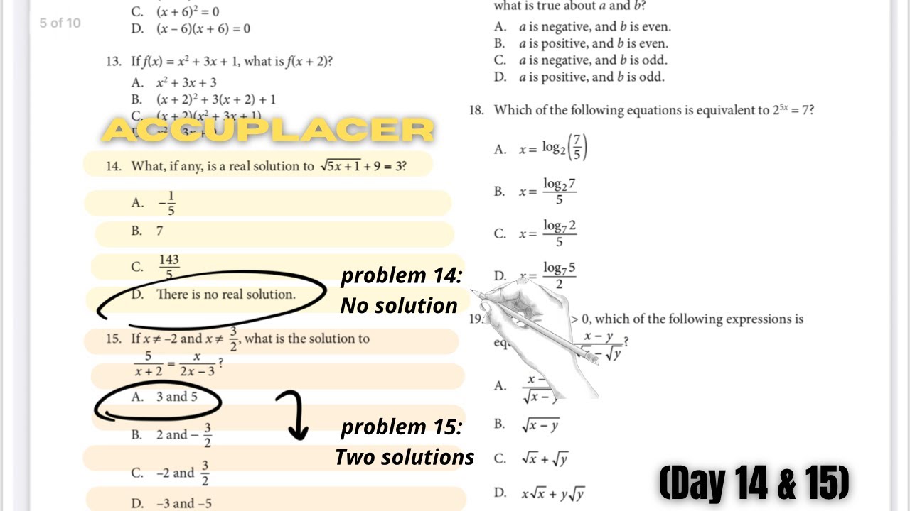 Тест по математике Accuplacer [День 14 и День 15] Кто ещё учится с простудой? Ха-ха
