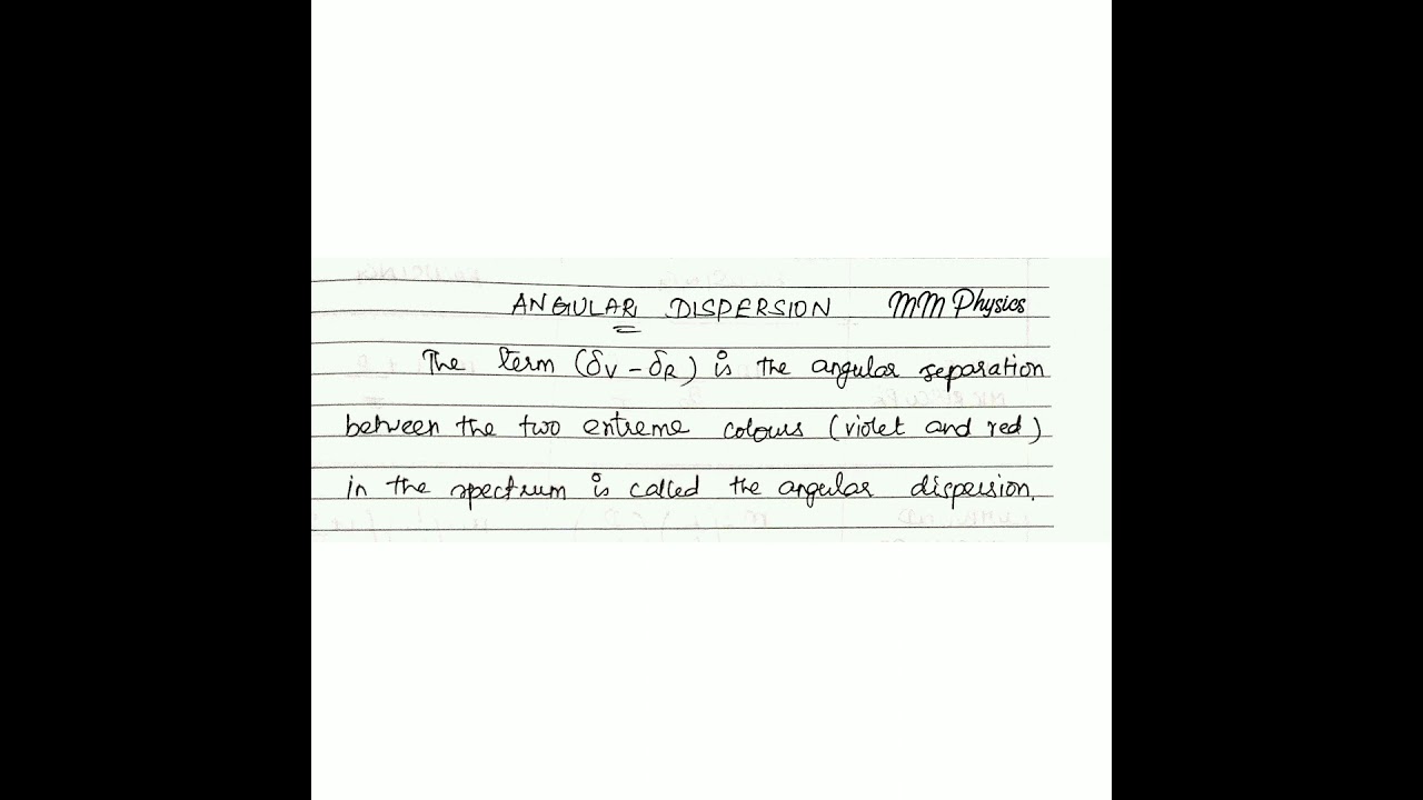 Angular Dispersion - Class 12 Physics