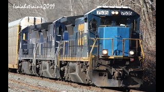 Ex. CSX C40-8s Lead Pan Am Railways' ED8 through Western Massachusetts! [11-17-19]