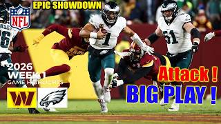 Philadelphia Eagles Vs. Washington Commanders Week 1 - Sep 13 | 1st Qtr Highlights | NFL Season 2026