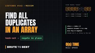 LeetCode #442: Find All Duplicates in an Array, Negation Trick in O(1) Space