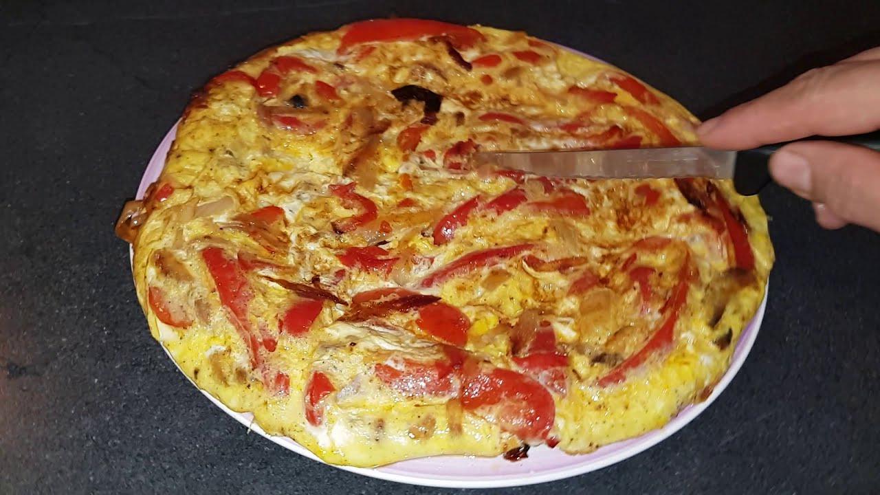omelette poivron rouge et oignons