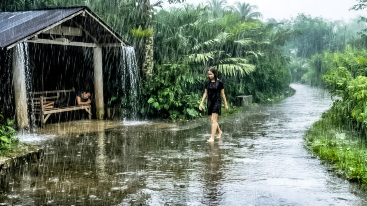 Heavy Rainstorms All Day in Rural Indonesia l Overcome Insomnia