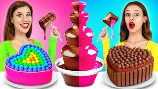 Chocolate Fountain Fondue Challenge🍩🍿*Chocolate Sweets & Snacks for 24 Hours*