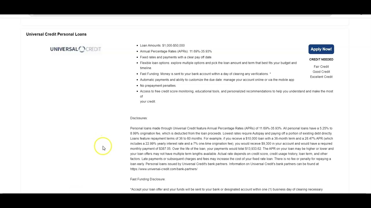 Universal Credit Personal Loans Review 2024 | Fast & Flexible Loan Options