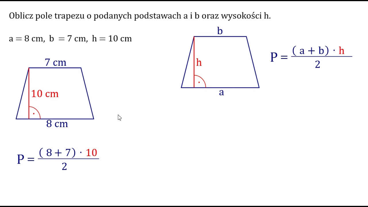 Czy Każdy Prostokąt Jest Trapezem Oblicz pole trapezu o podanych podstawach a i b oraz wysokości h