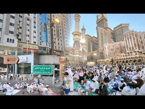 مكة المكرمة شاهد أجواء المساء في شارع ابراهيم الخليل والمسجد الحرام  