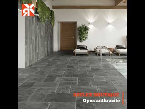 Carrelage sol effet pierre Opus Anthracite - Reflex Boutique #carrelage #home #deco