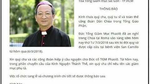 Đức Tổng Giám Mục Phaolo Bùi Văn Đọc vừa đột ngột qua đời