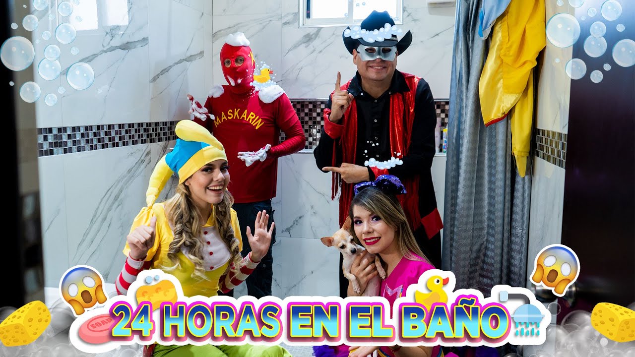24 HORAS EN EL BAÑO - #EnCasa | Manito y Maskarin - YouTube