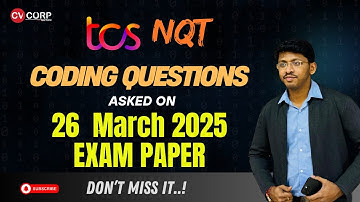 TCS NQT 26th march 2025 | Coding Questions with solutions | TCS NQT Preparation