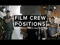 Commerical film set crew positions  behind the scenes