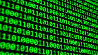 Binary Code Program Digits on Dark Computer Monitor Screen 4K DJ Visuals Loop Background