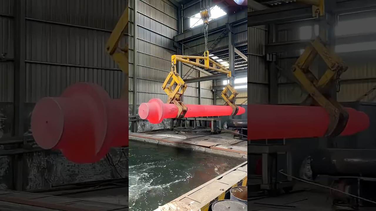 Heat Quenching Of Giant 10M Ship Rudder Shaft Steel Forging!