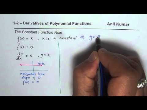 Understand and Recognize Constant Function to Find Derivatives