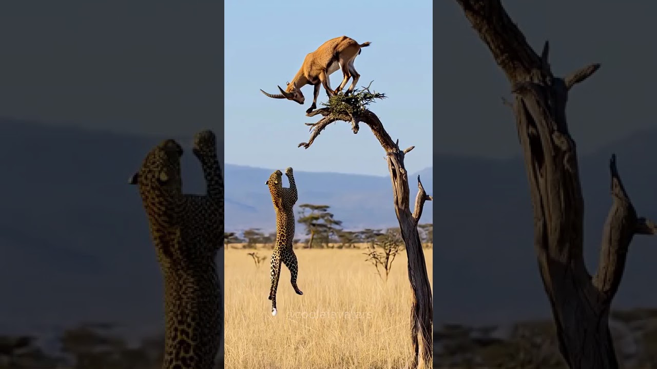 Leopard’s Epic Leap to Catch High-Flying Goat 