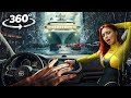 360° Port Thunderstorm - Escape Ship Moved by Flood with Girlfriend in Car VR 360 Video 4K Ultra HD