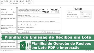 Planilha de Emissão de Recibos em Lote Excel