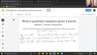 How to Write the Equation of a Parabola Given 3 points: Systems of Equations & Regression in Desmos