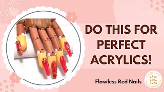 How to Get the PERFECT Red Acrylic Nails at Home Beginner-Friendly Coffin Nail Acrylics Tutorial