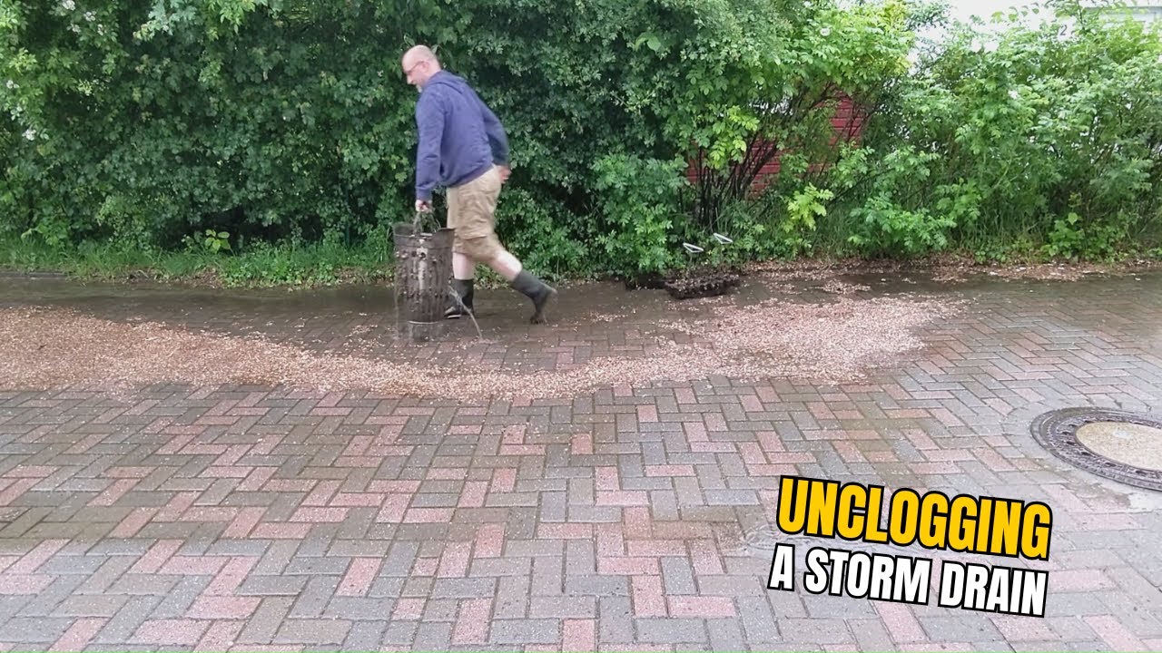 #045-1 Unclogging a storm drain after rain in Germany - YouTube