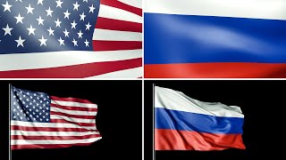 United States USA Flag 🇺🇲 + Russia RU Flag 🇷🇺 4K  - FREE Download Background Video / No Copyright screenshot 4