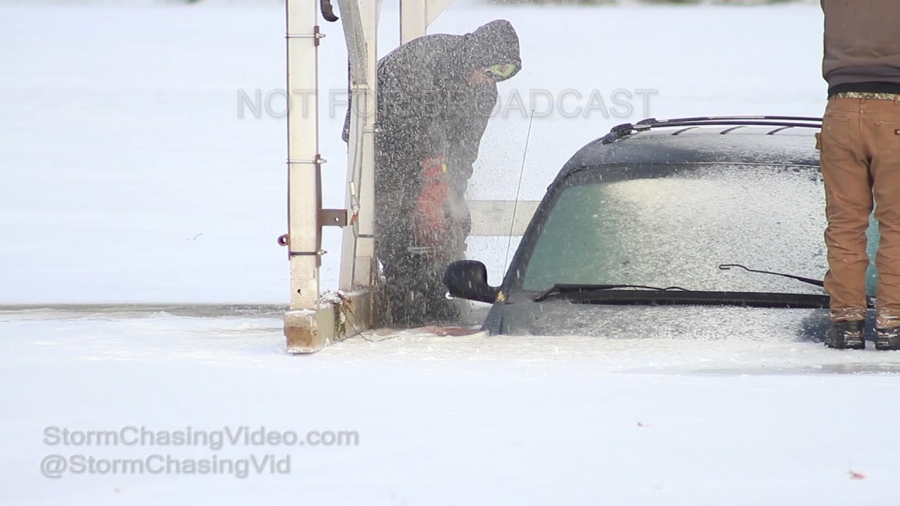 Rice Lake, WI Mini Van Being Pulled Out After Breaking Through Ice - 1/3/2017