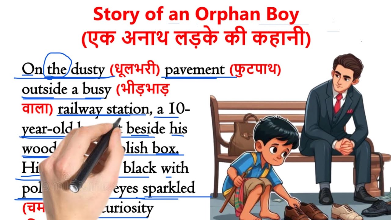 Story of an Orphan Boy | एक अनाथ लड़के की कहानी | इंग्लिश सीखे स्टोरी से | English Hindi Translation