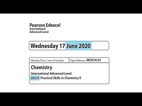 Unit 6 June 2020 -  A2 Chemistry Edexcel -  Dr  Hanaa Assil