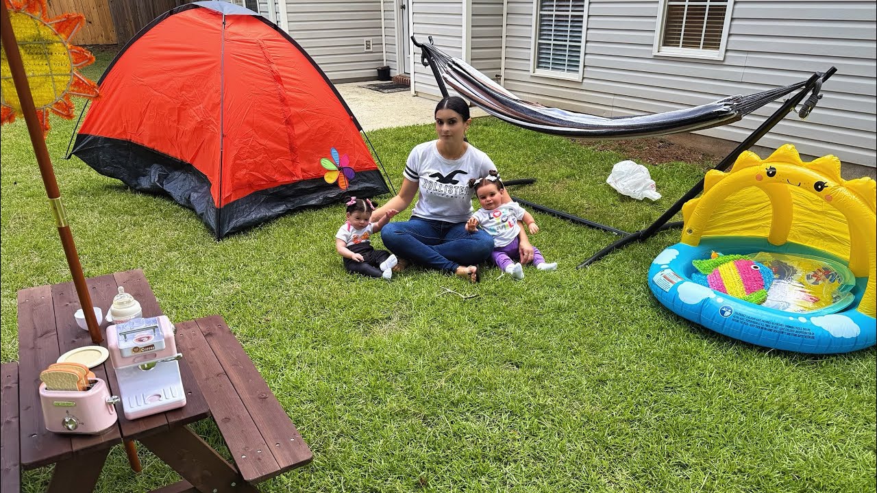 ACAMPANDO POR PRIMERA VEZ EN EL PATIO DE MI NUEVA CASA CON DOS BEBÉS REBORN