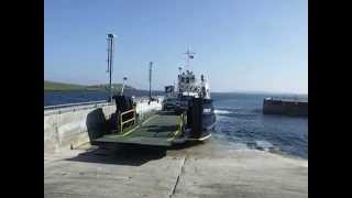 Orkney Ferries ferry arrives at the wonderful island of Egilsay in the Orkney Isles Scotland UK