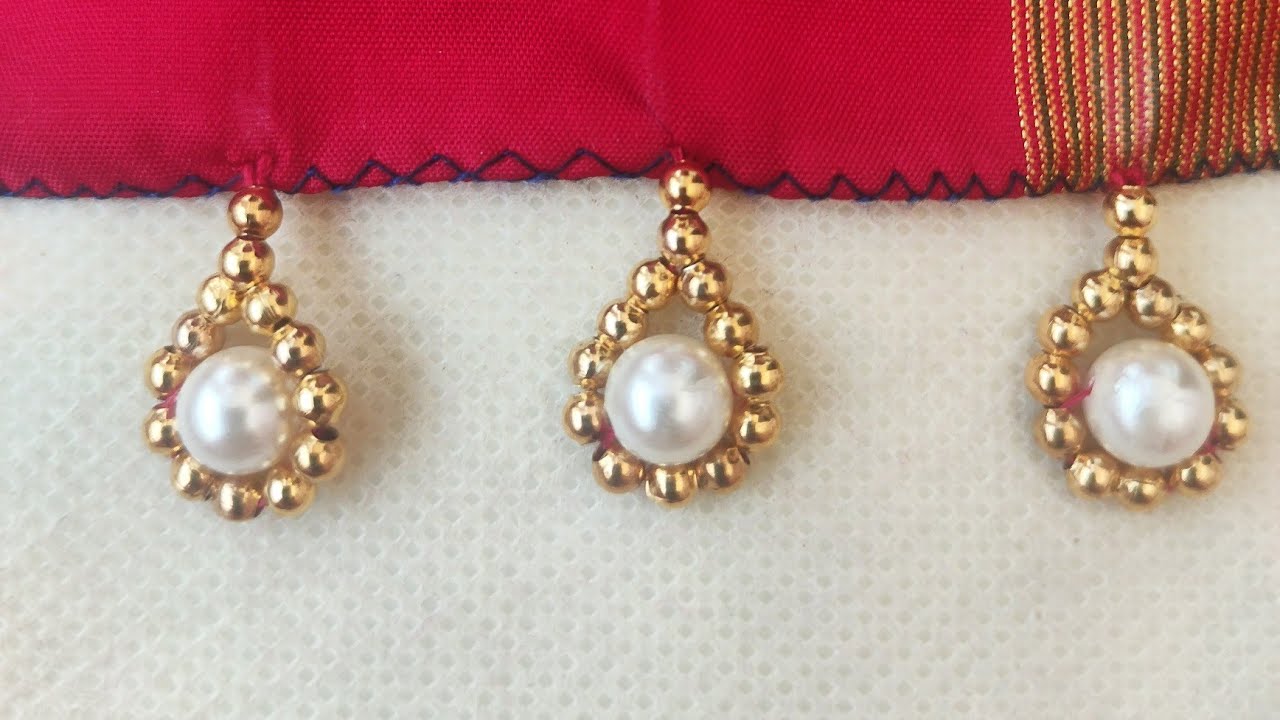 new saree kuchu design for saree, dupattas.! #trending #latestsareekuchu #easysareetessels #beads