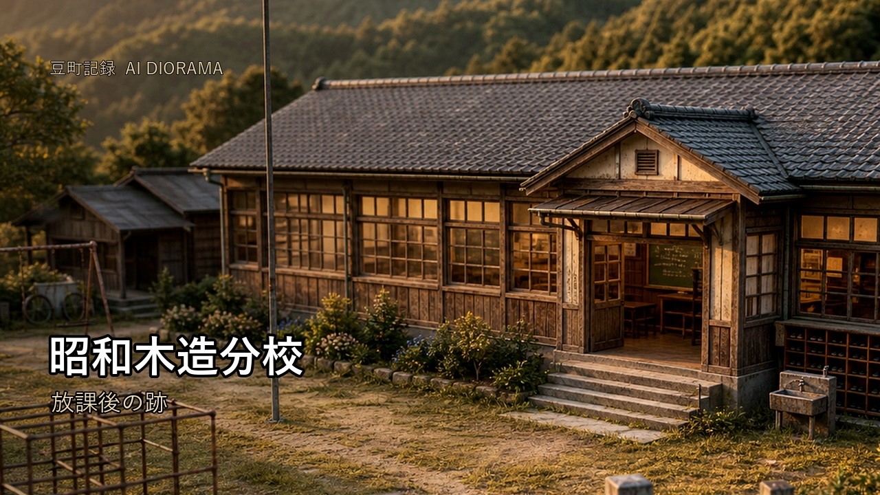 昭和レトロ木造分校｜山あいに残る7つの放課後【豆町記録・AIジオラマ