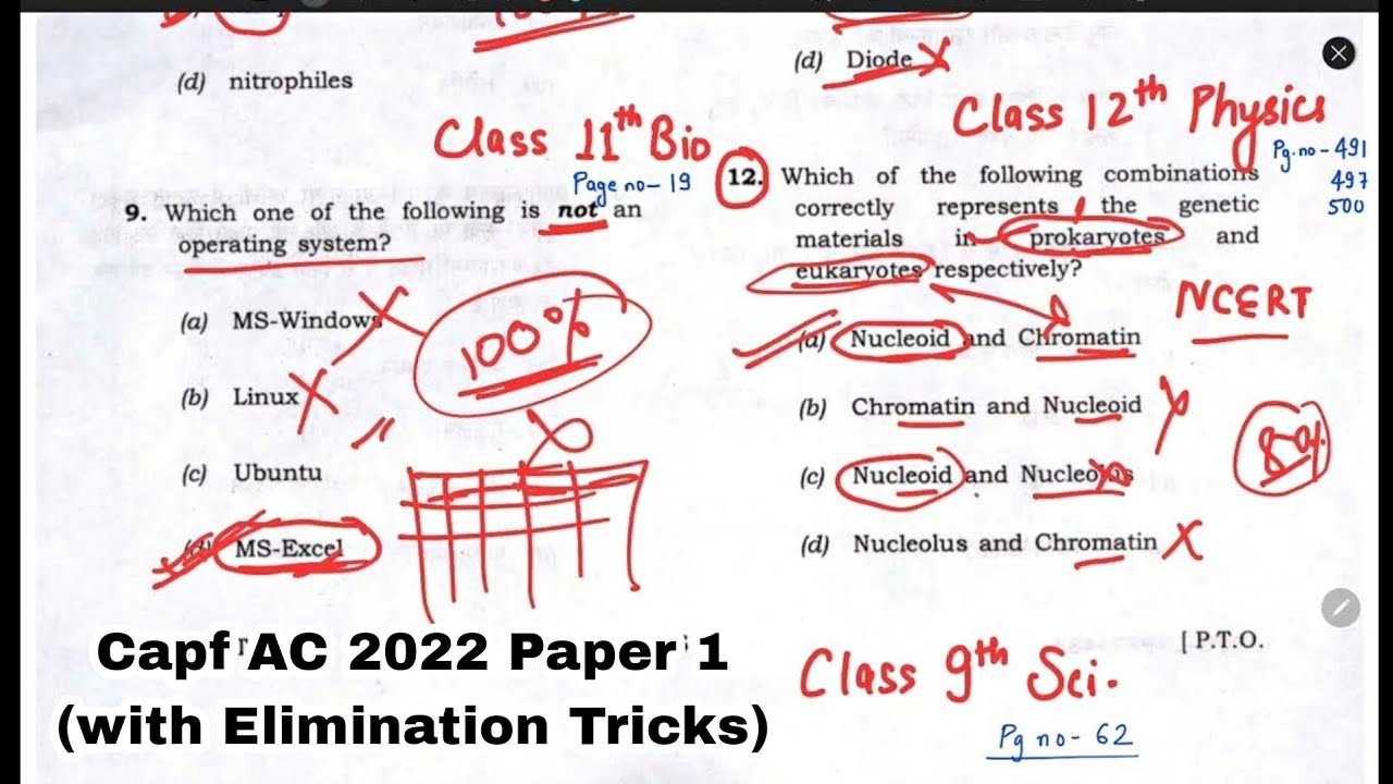 How to approach Capf AC 2022 Paper 1 via Elimination | Capf AC 2022 ...