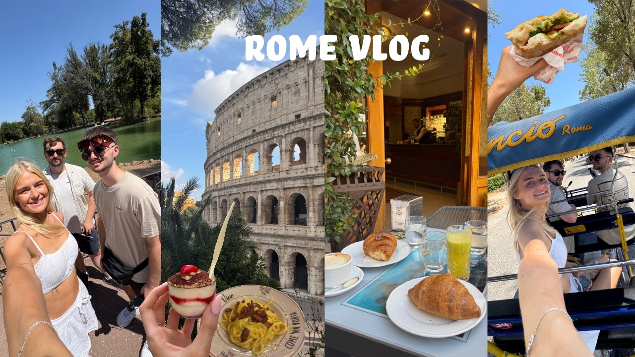 ROME VLOG 🍝 Best Pasta & Tiramisu, Colosseum, Trevi Fountain, bike ride in the park & exploring