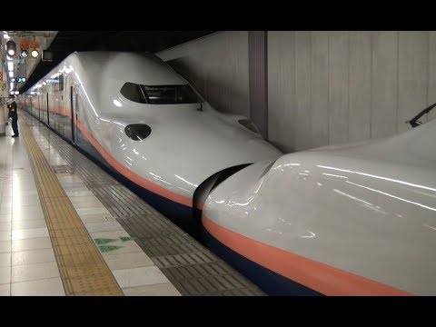 深夜の上野駅に到着～出発する引退が近い2階建てE4系重連で運行する上越新幹線下りの終電Maxたにがわ