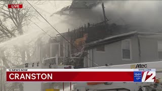 Crews battle major fire in Cranston