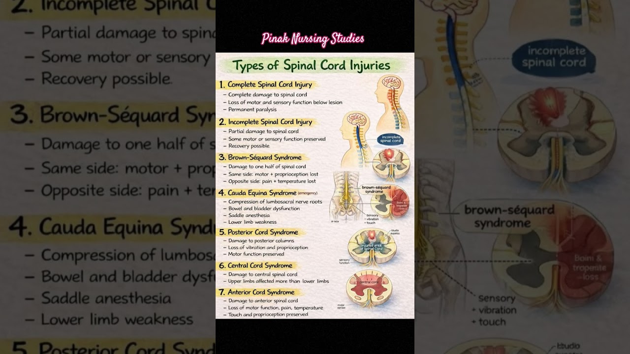 Types of spinal cord injuries