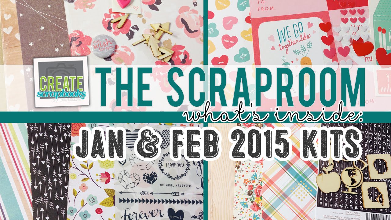 What's Inside: The ScrapRoom Scrapbook Kits + PL Kit | JANUARY + FEBRUARY 2015 scrapbook card kit clubs