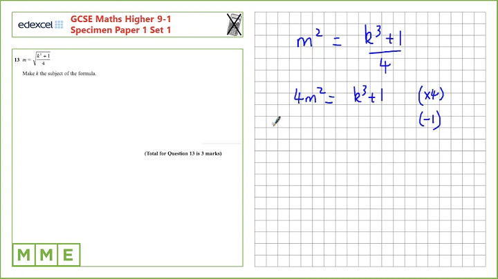 GCSE Maths EDEXCEL Specimen Set 1 Higher     Paper 1   Q13 Rearranging formula