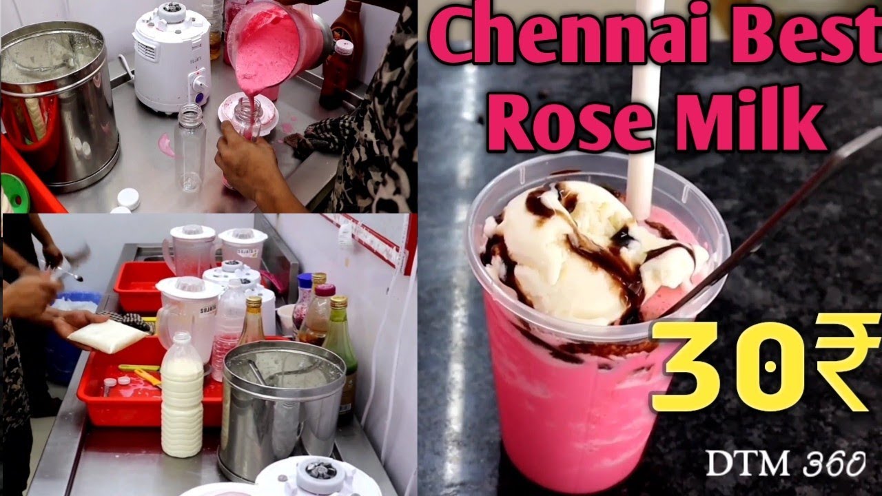 Rose Milk Raja ₹30 | Chennai best juice shop | Tasty Rose Milk With Ice Cream