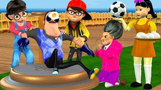 Scary Teacher 3D vs Squid Game Spin Around and Play Football Challenge Hello Neighbor Loser
