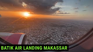 Batik Air Landing Sore di Bandara Sultan Hasanuddin Makassar Pesawat Airbus A320-200