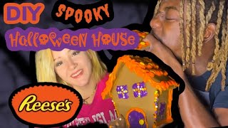 Building A Halloween REESE'S Gingerbread House ! SPOOKY SZN