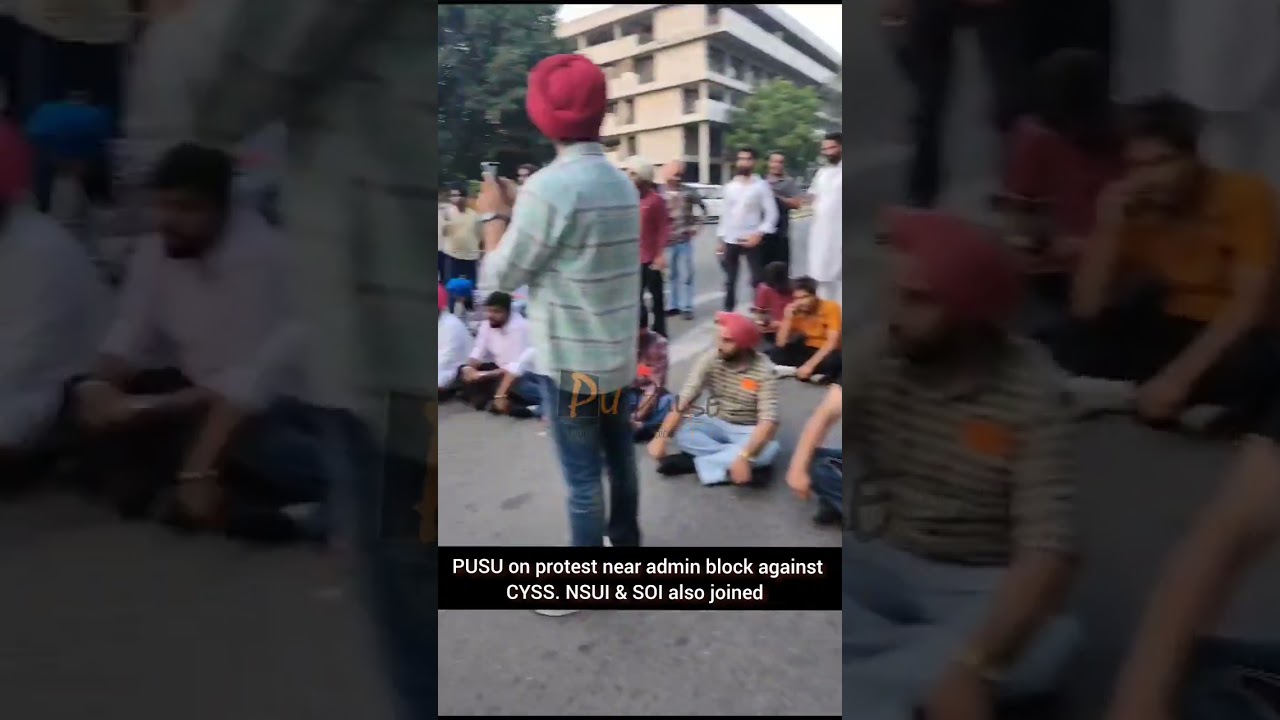 PUSU on protest near admin block against CYSS. NSUI & SOI also joined 