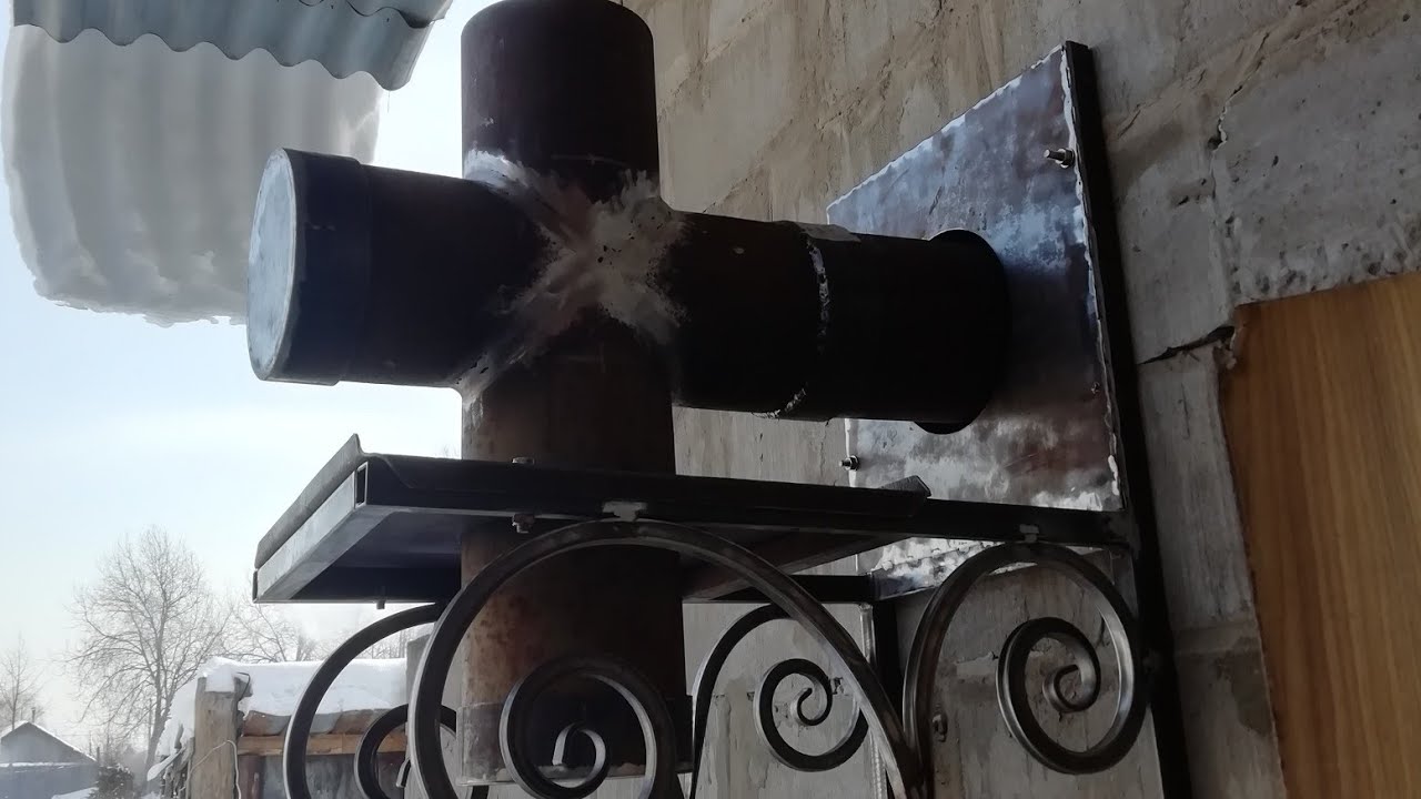 Дымоход из 159 трубы с монтажной площадкой. - YouTube