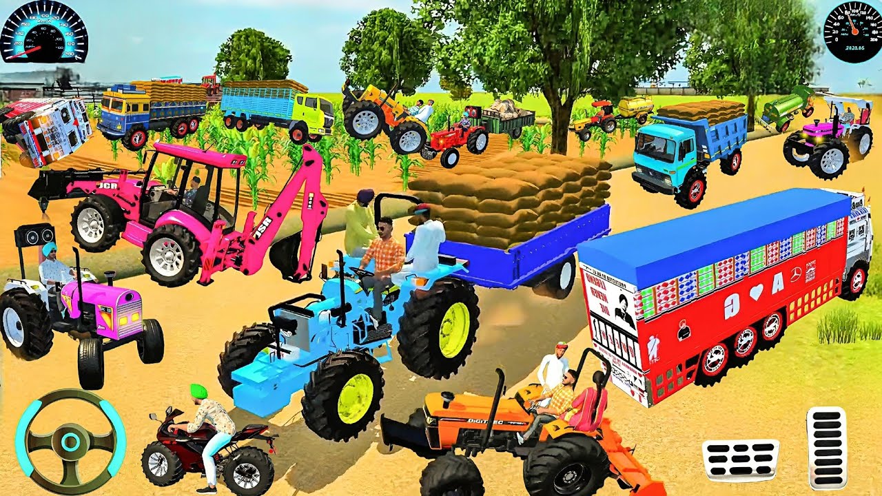 Indian vehicle 🚜 Gaming|Tractor vs BigTruck 😱Race💥Like Gta 5 jaisa🤯 | #india#gamingvideos#viralvideo