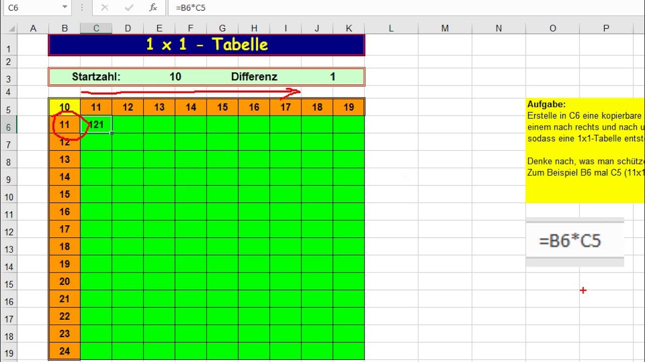 Excel Schützen von Zellen am Beispiel 1x1 YouTube